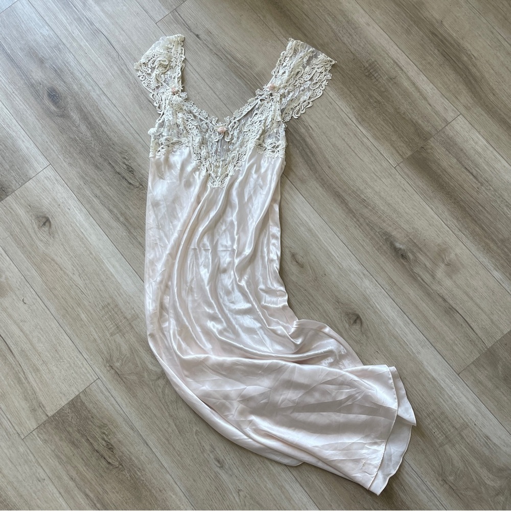 Vintage lace and pearl slip dress